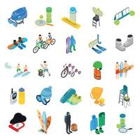 Active sport icons set, isometric style vector