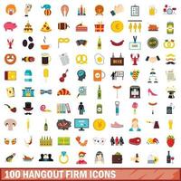 100 hangout firm icons set, flat style vector