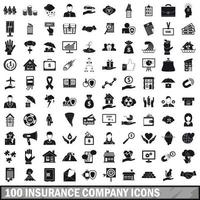 100 insurance company icons set, simple style vector