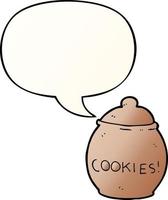 cartoon cookie jar and speech bubble in smooth gradient style vector