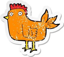 retro distressed sticker of a cartoon hen vector