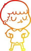 warm gradient line drawing cartoon grumpy boy vector