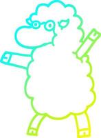 línea de gradiente frío dibujo ovejas de dibujos animados de pie en posición vertical vector