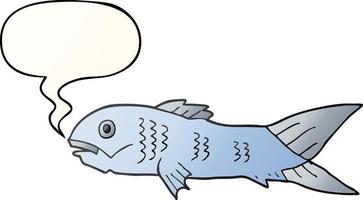 cartoon fish and speech bubble in smooth gradient style vector