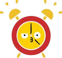 flat color retro cartoon alarm clock vector