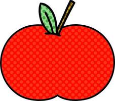 manzana roja de dibujos animados de estilo cómic vector