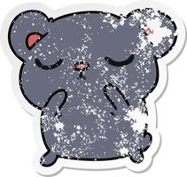 distressed sticker cartoon of a cute bear vector