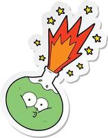 sticker of a cartoon potion exploding vector