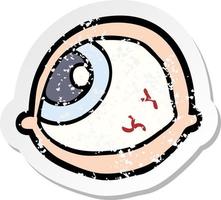 distressed sticker of a spooky staring eyeball cartoon vector