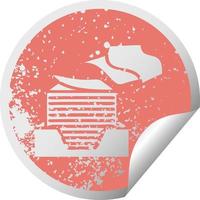 distressed circular peeling sticker symbol stack of office papers vector