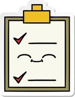 sticker of a cute cartoon check list vector