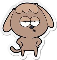 sticker of a cartoon bored dog vector