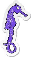 retro distressed sticker of a cartoon sea horse vector