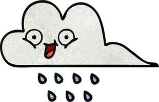 retro grunge texture cartoon rain cloud vector