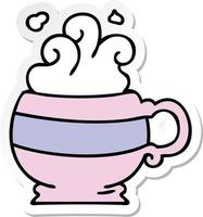 sticker of a quirky hand drawn cartoon hot drink vector