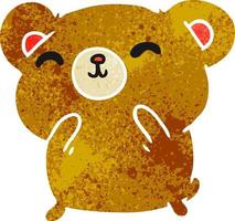 dibujos animados retro kawaii lindo oso feliz vector