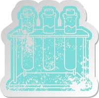 distressed old sticker of a science test tube vector