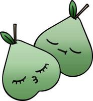 gradient shaded cartoon green pear vector