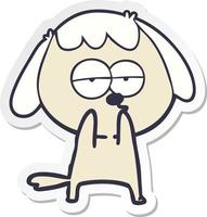 sticker of a cartoon bored dog vector