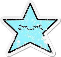 distressed sticker of a cute cartoon star fish vector