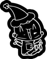 cartoon icon of a robot wearing santa hat vector
