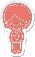 cartoon sticker of a kawaii cute boy vector