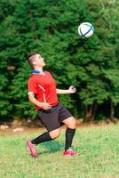 mujer futbolista en italia foto