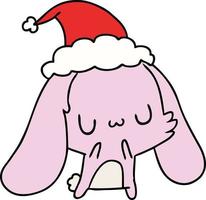 christmas cartoon of kawaii rabbit vector