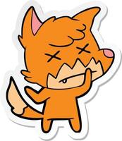 sticker of a cartoon dead fox vector