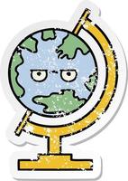 distressed sticker of a cute cartoon globe of the world vector