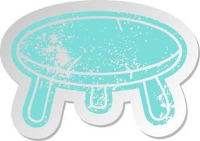 distressed old sticker of a wooden stool vector