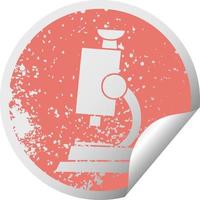 distressed circular peeling sticker symbol science microscope vector