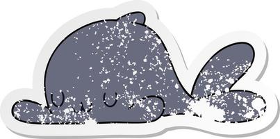 distressed sticker of a quirky hand drawn cartoon whale vector