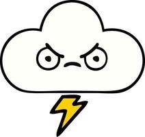 cute cartoon thunder cloud vector