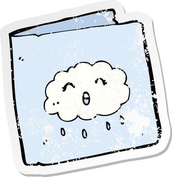 retro distressed sticker of a cartoon card with cloud pattern vector