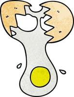 quirky hand drawn cartoon cracked egg vector