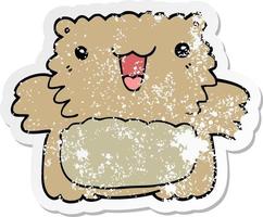 distressed sticker of a cartoon bear vector