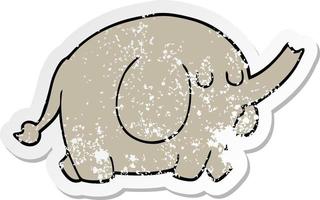 distressed sticker of a cartoon elephant vector