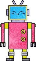 robot de dibujos animados de textura grunge retro vector