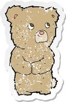retro distressed sticker of a cartoon teddy bear vector