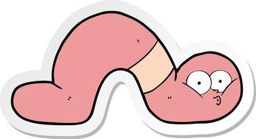 sticker of a cartoon worm vector