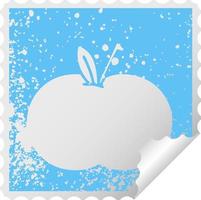 distressed square peeling sticker symbol juicy apple vector