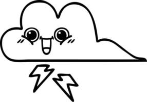 line drawing cartoon storm cloud vector