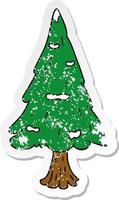 distressed sticker cartoon doodle single snow covered tree vector