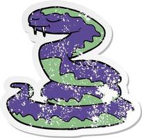 distressed sticker of a cartoon snake vector