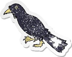 retro distressed sticker of a cartoon crow vector