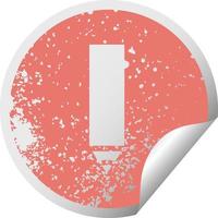 distressed circular peeling sticker symbol red pencil vector