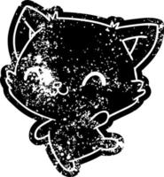 grunge icon of cute kawaii cat vector