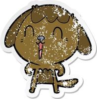 distressed sticker of a cute cartoon dog vector