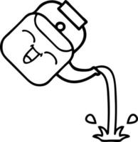 line drawing cartoon pouring kettle vector